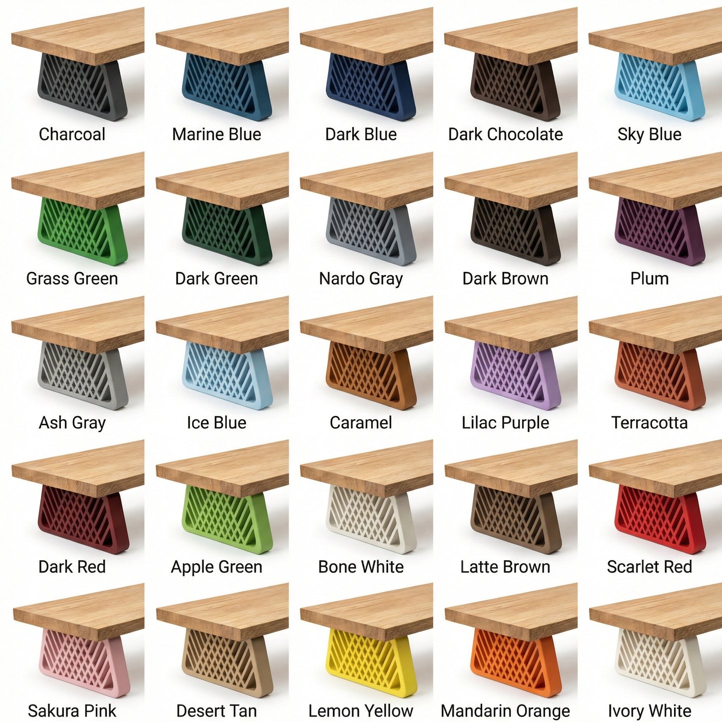 QuickDove Diamond Truss Trapezoid Modular Desk Stand showing tool-less leg attachment system