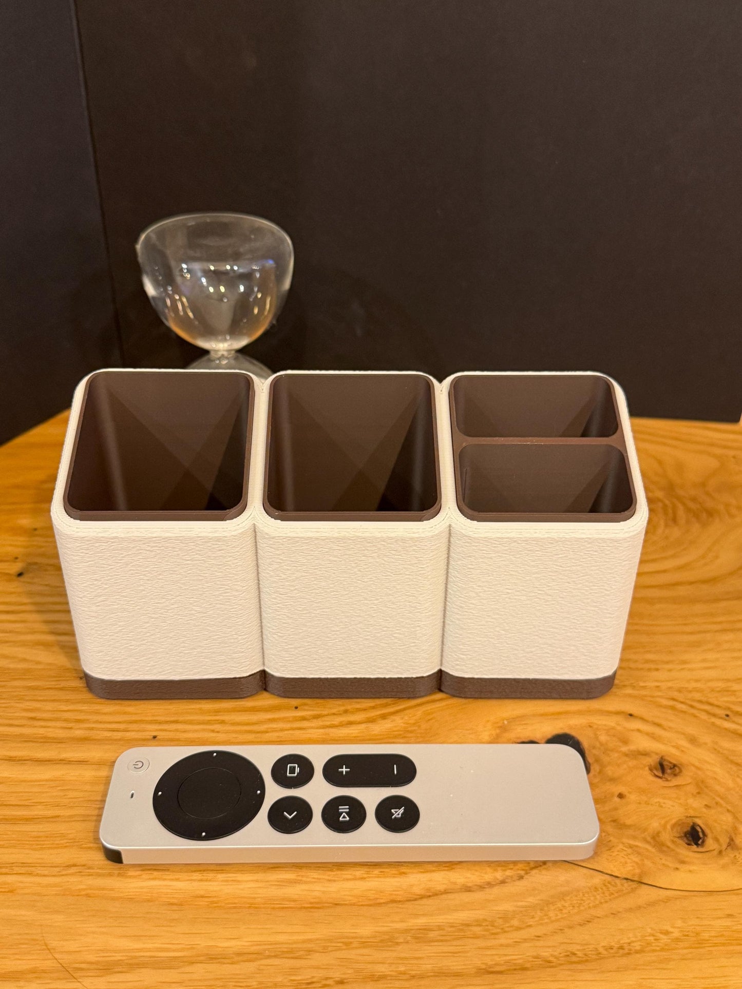 Minimalist Remote Control Holder: Two or Three Slot Organizer showing tool-less leg attachment system