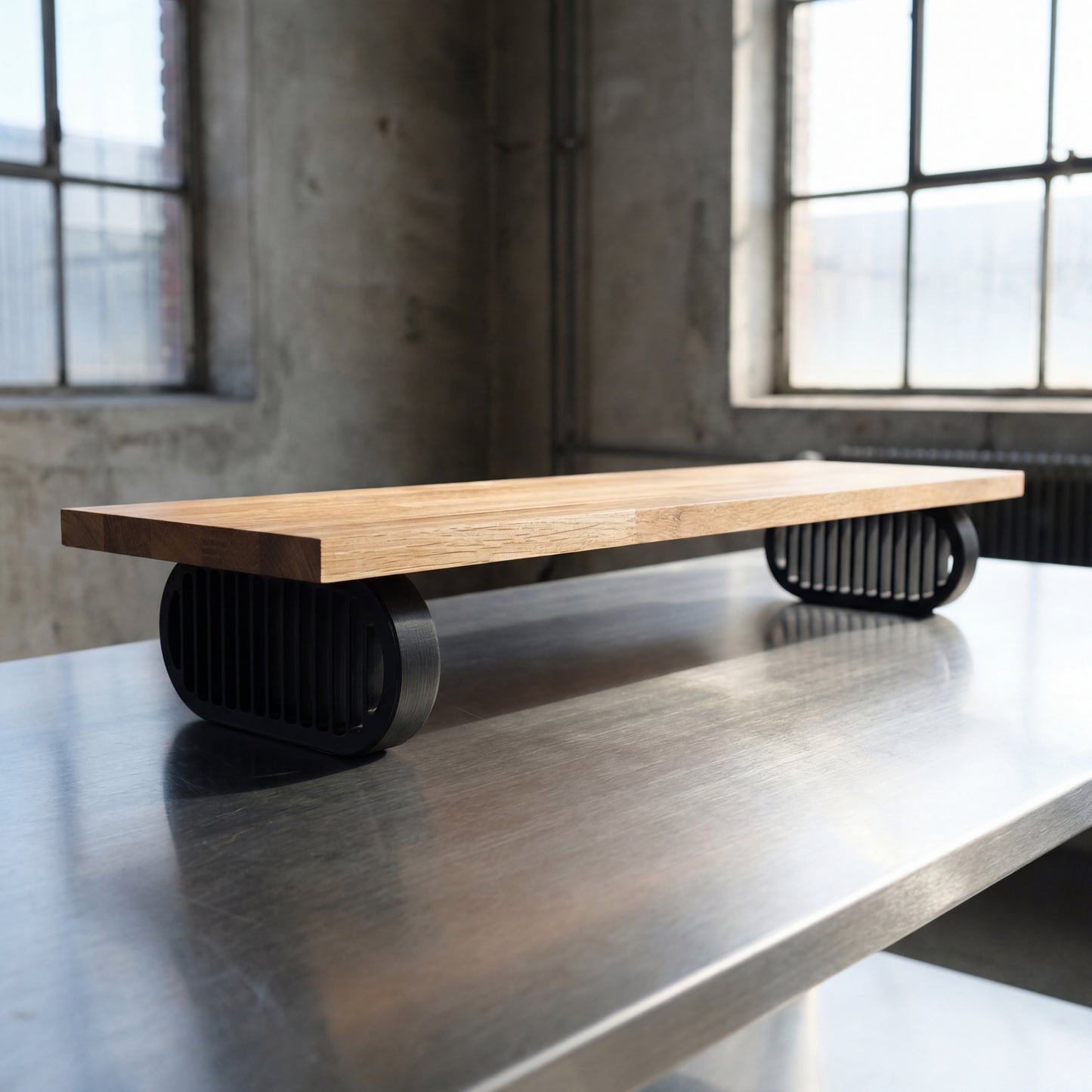QuickDove Pillar Oval Modular Desk Stand showing QuickDove dovetail slide mechanism