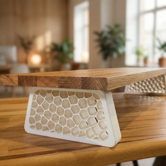 QuickDove Organic Trapezoid Modular Desk Stand on a minimalist desk setup