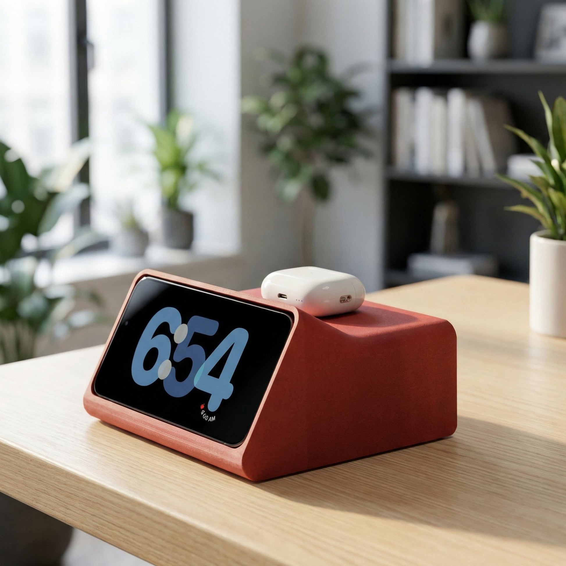The CRT-1 iPhone Standby Dock: A New Angle on Time angled view showing leg detail