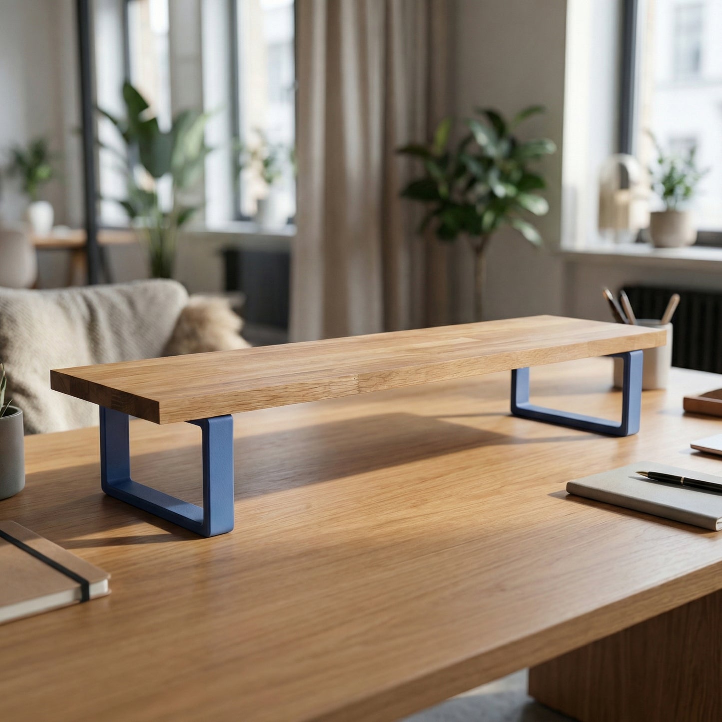 QuickDove Essential Rectangle Modular Desk Stand on a minimalist desk setup