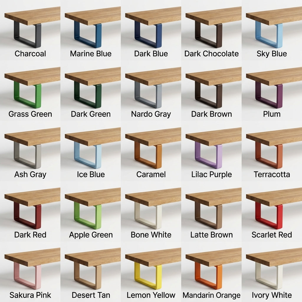 QuickDove Essential Rectangle Modular Desk Stand showing tool-less leg attachment system