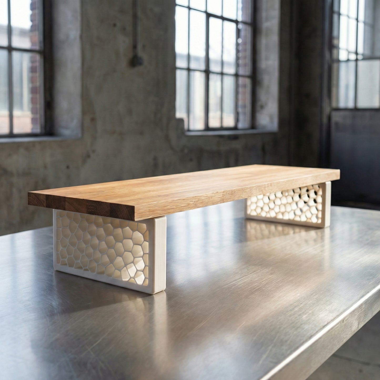 QuickDove Organic Rectangle Modular Desk Stand showing QuickDove dovetail slide mechanism