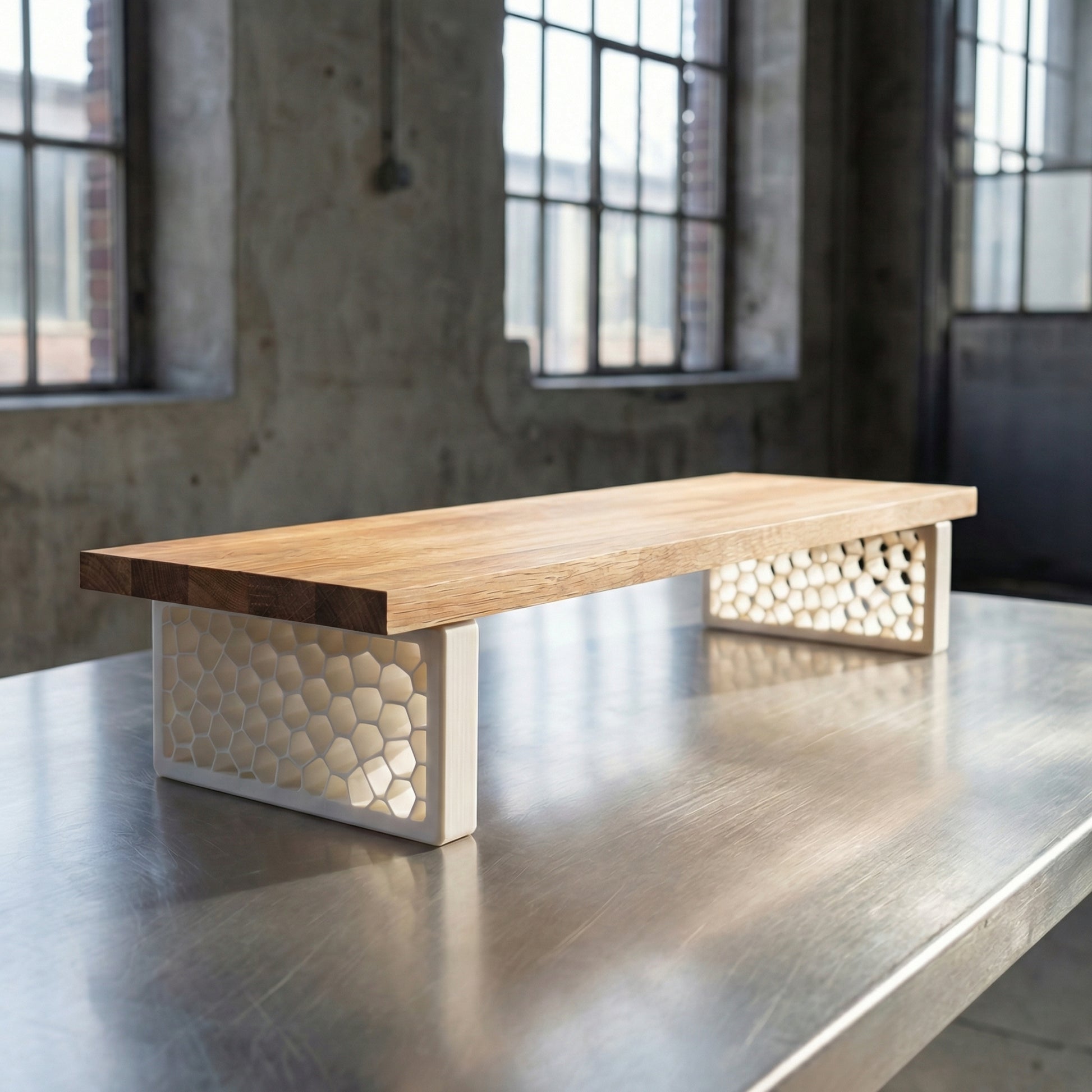 QuickDove Organic Rectangle Modular Desk Stand showing QuickDove dovetail slide mechanism