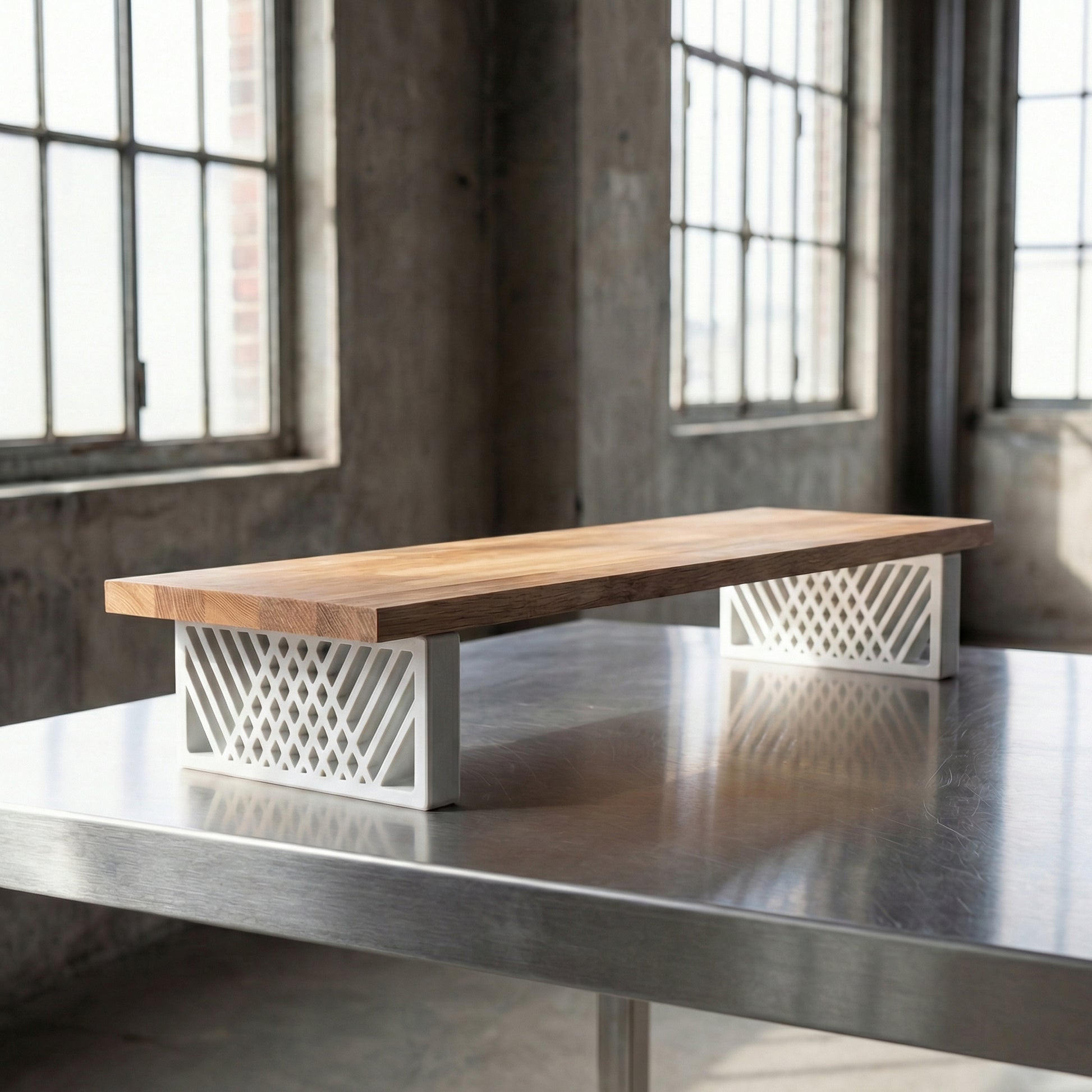 QuickDove Diamond Truss Rectangle Modular Desk Stand in a modern home office environment