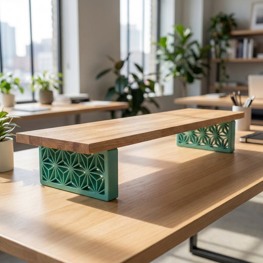 QuickDove Zen Rectangle Modular Desk Stand on a minimalist desk setup