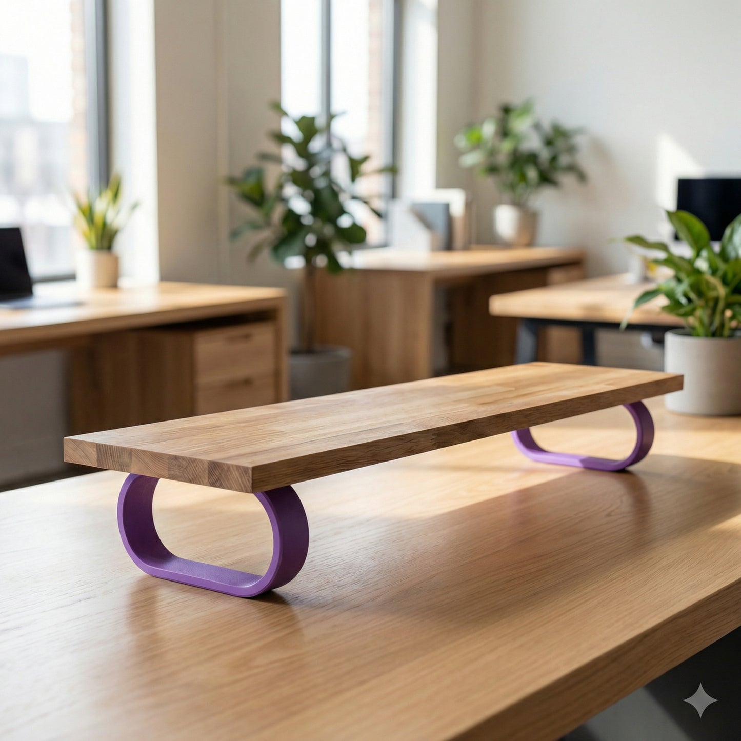 QuickDove Essential Oval Modular Desk Stand on a minimalist desk setup