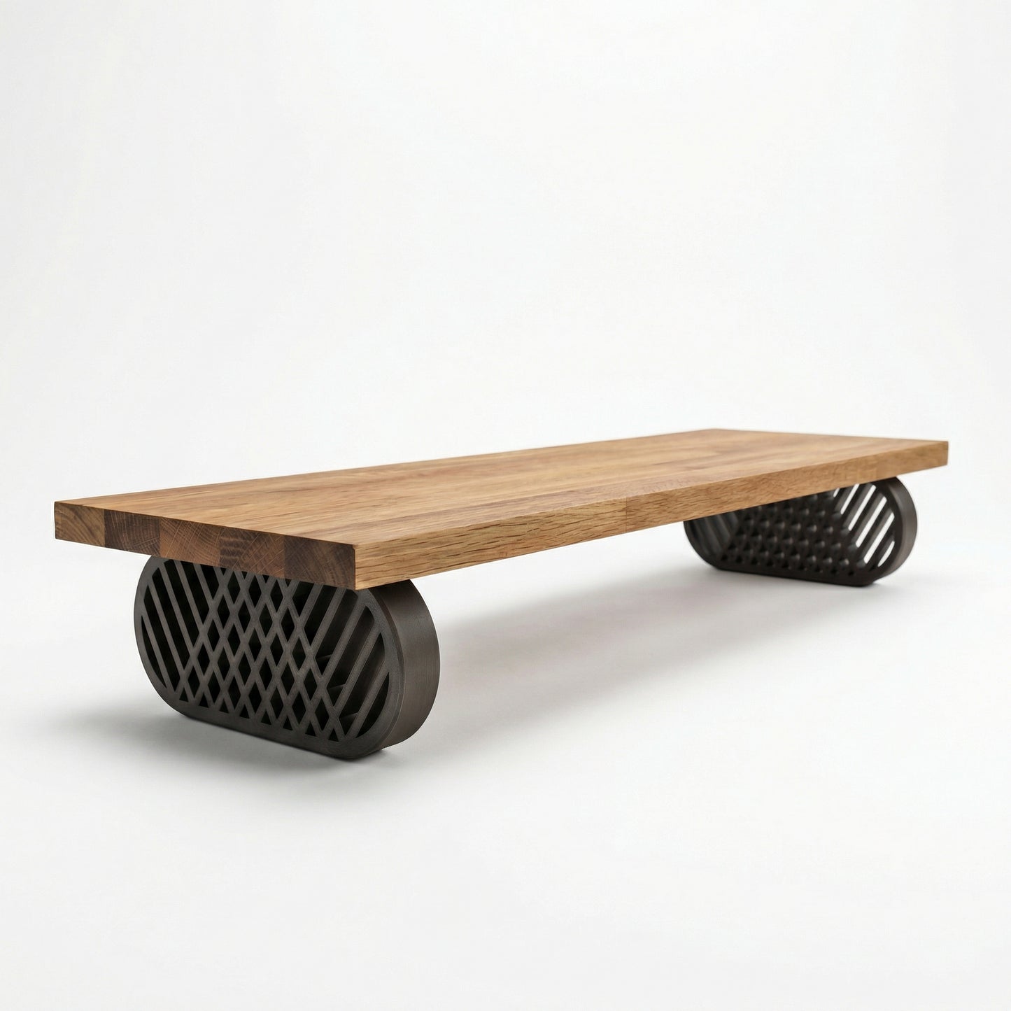 QuickDove Diamond Truss Oval Modular Desk Stand with monitor and keyboard underneath