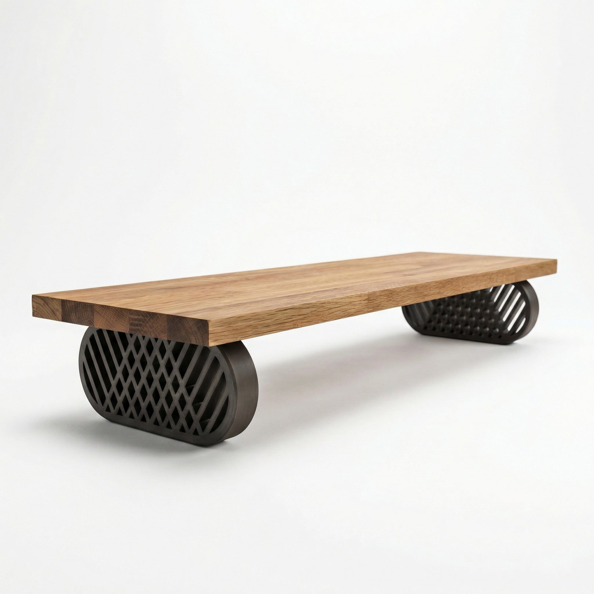 QuickDove Diamond Truss Oval Modular Desk Stand with monitor and keyboard underneath