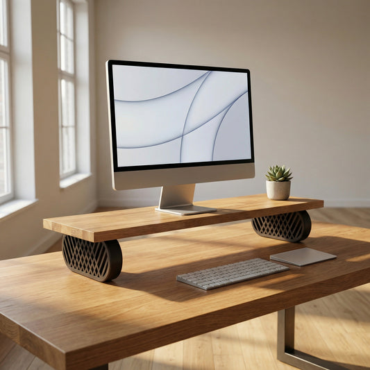 QuickDove Diamond Truss Oval Modular Desk Stand showing QuickDove dovetail slide mechanism