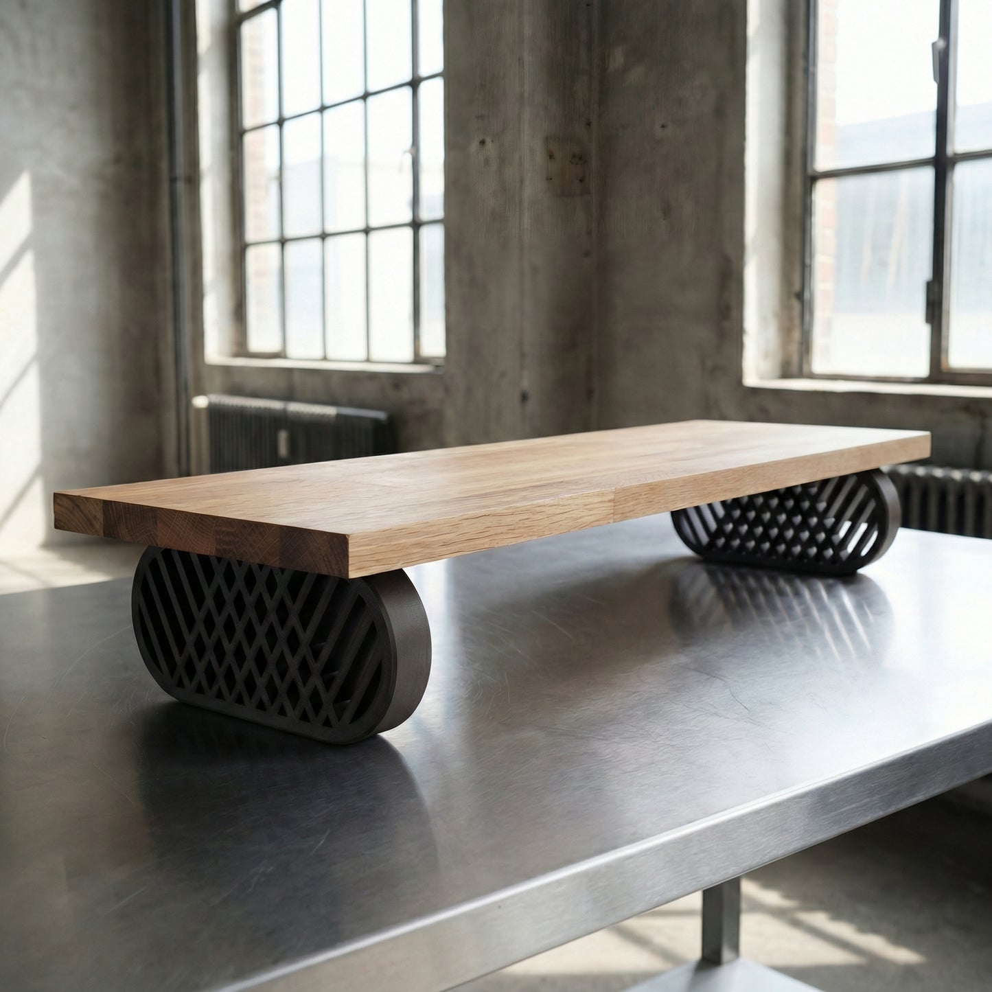 QuickDove Diamond Truss Oval Modular Desk Stand in a modern home office environment