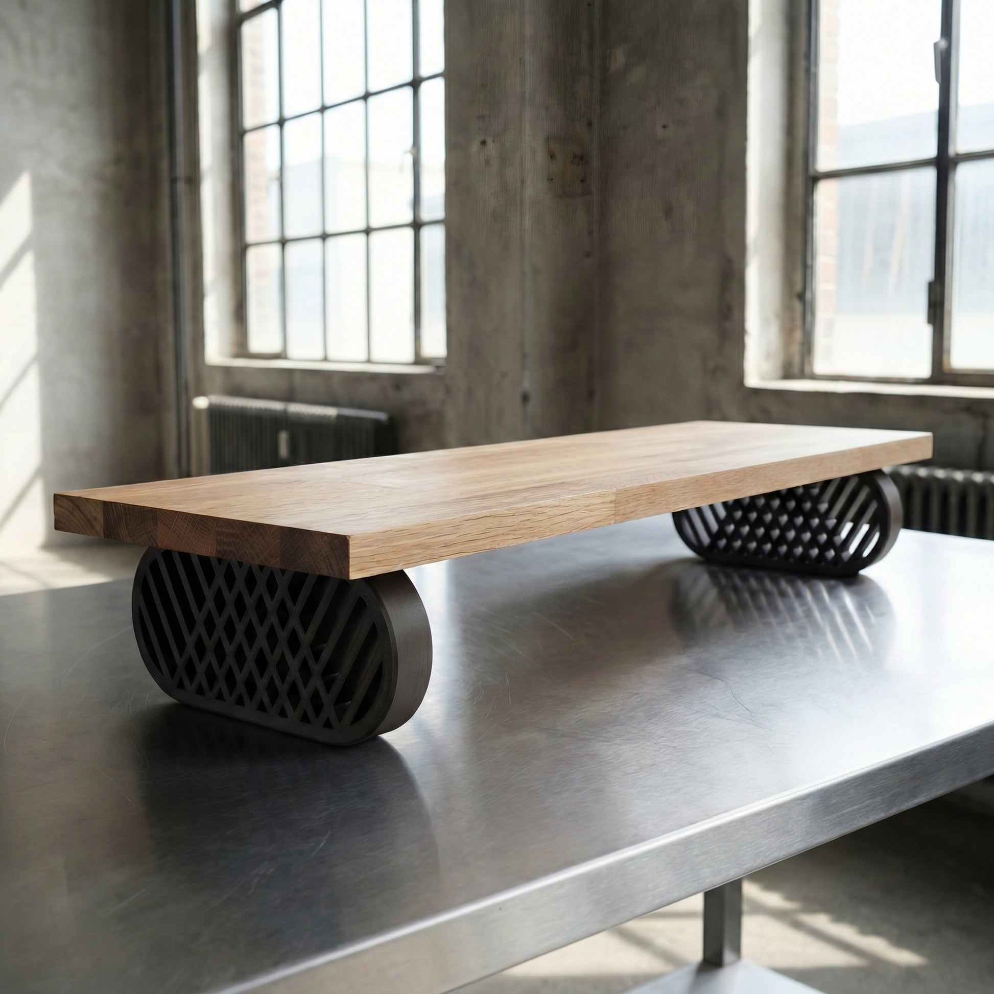 QuickDove Diamond Truss Oval Modular Desk Stand in a modern home office environment